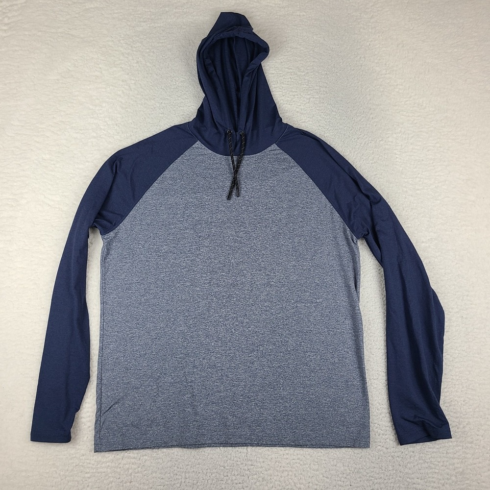01.ALGO Hoodie Mens Large Blue Performance Quick Dry Moisture Wicking Activewear